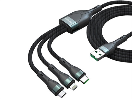 4smarts PremiumCord USB-A 18W 3-i-1 Ladekabel 1.5 meter - Sort