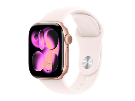 Apple Watch Series 11 GPS + Cellular 42mm Rose Gold Aluminium Case with Light Blush Sport Band - S/M