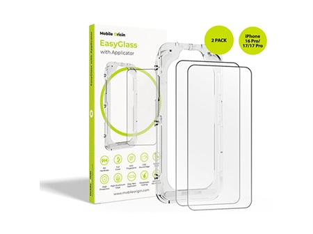 Mobile Origin EasyGlass with Applicator iPhone 16 Pro/17/17 Pro, 2 pack