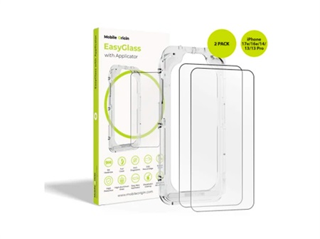 Mobile Origin EasyGlass with Applicator iPhone 17e/16e/14/13/13 Pro, 2 pack