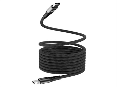 Mobilize Magnetic Nylon Cable - USB-C to USB-C - 2m. - 100W Black
