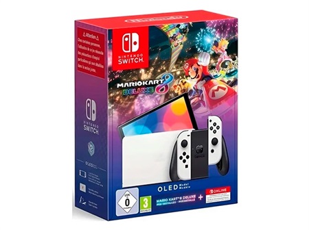 Nintendo Switch OLED Hvid + Mario Kart 8 Deluxe