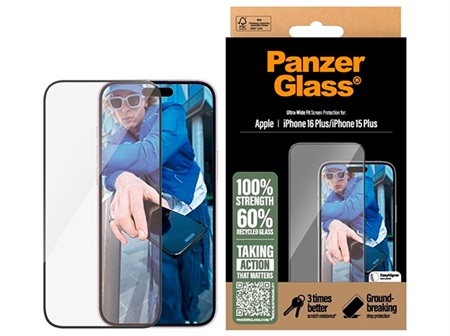 PanzerGlass Screen Protector iPhone 16 Plus | 15 Plus Ultra-Wide Fit